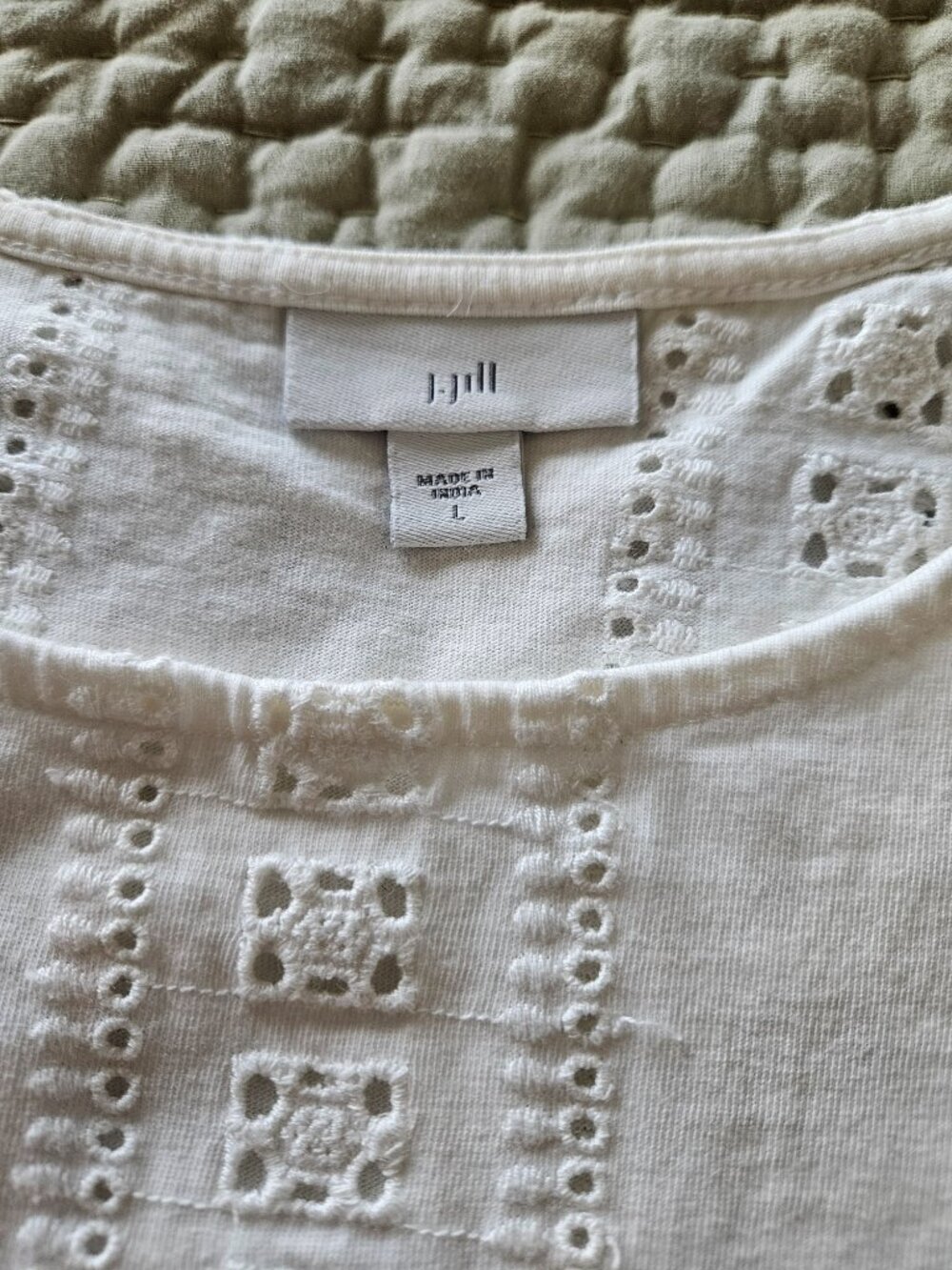 j jill White Eyelet Cotton Tank - large - Picture 2 of 6